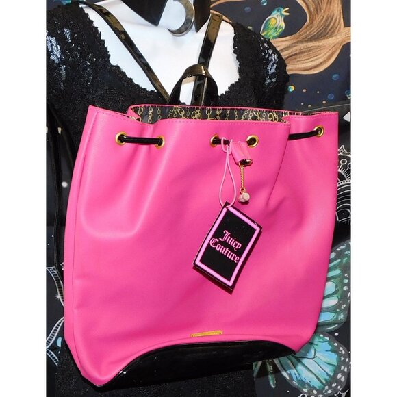 Juicy Couture Handbags - Juicy Couture Black And Pink Backpack NWT